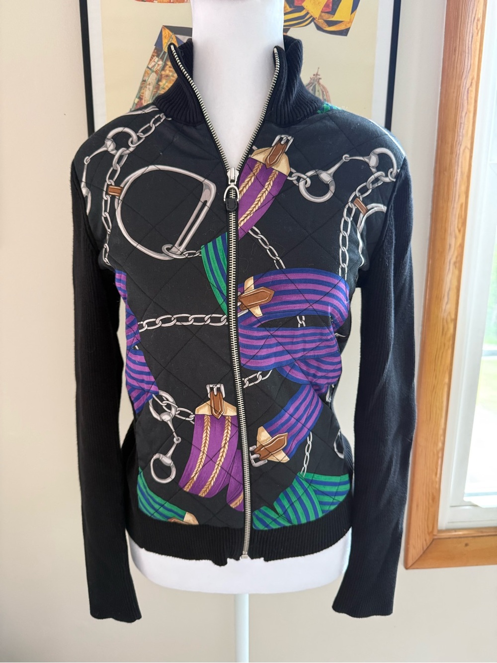 Vintage Lauren Ralph Lauren Equestrian Quilted Sweater Jacket